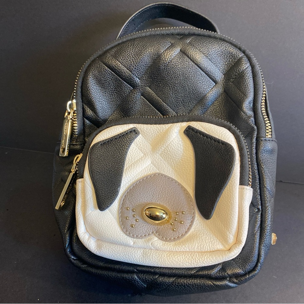 Betsey‎ Johnson Black and White Puppy Dog Face Mini Backpack